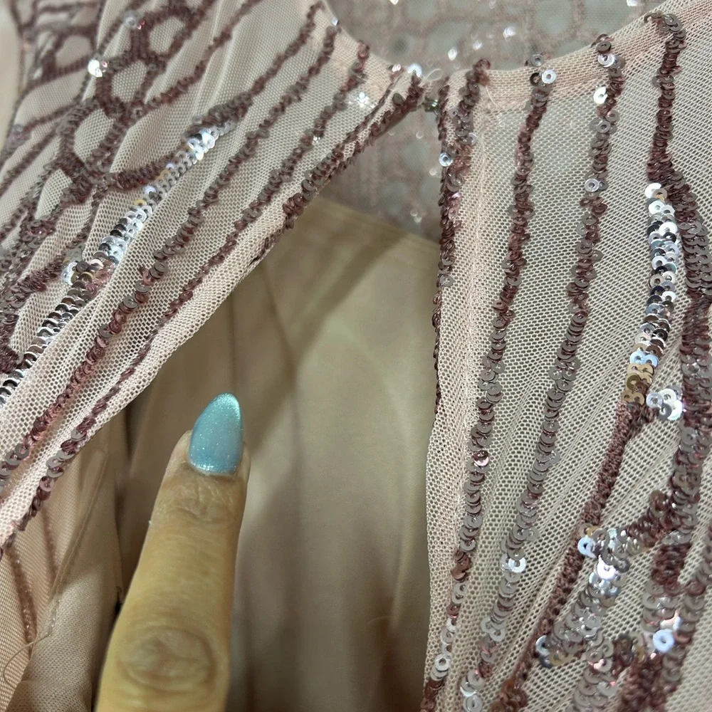 R&M Richards Blush Pink Sequin Prom Dress - Picture 6 of 10